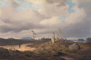 Landscape with Rune Stone by Andreas Achenbach Oil Painting