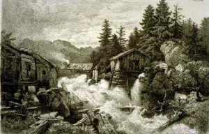 Logging Camp by Andreas Achenbach - Oil Painting Reproduction