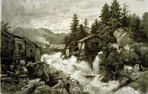 Logging Camp by Andreas Achenbach Oil Painting