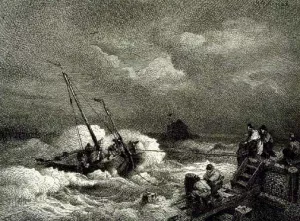 Pulling in a Boat Oil painting by Andreas Achenbach