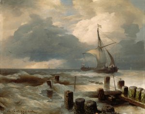 Seascape II by Andreas Achenbach Oil Painting