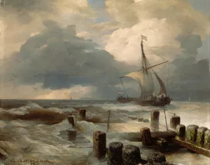 Seascape II by Andreas Achenbach Oil Painting