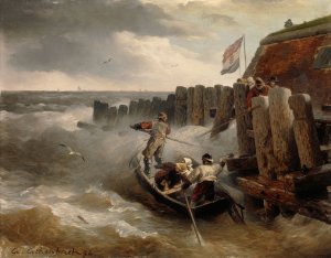 Seascape by Andreas Achenbach Oil Painting