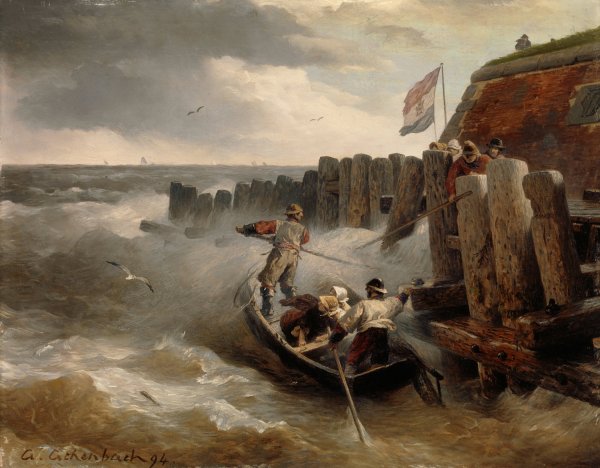 Seascape  by Andreas Achenbach - Hand-Painted Oil Painting Reproduction