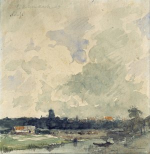 View of Neuss by Andreas Achenbach Oil Painting