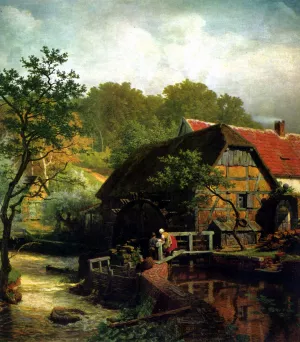 Westphalian Watermill by Andreas Achenbach Oil Painting