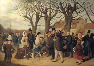 Promenading on the Ramparts of Copenhagen on the Evening of a Public Holiday in Spring Oil painting by Andreas Herman Hunaeus