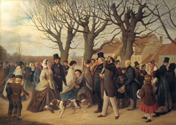 Main Product Photo of Promenading on the Ramparts of Copenhagen on the Evening of a Public Holiday in Spring  Painting by Andreas Herman Hunaeus