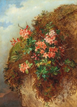 Alpine Rose on a Mountain Slope by Andreas Lach Oil Painting