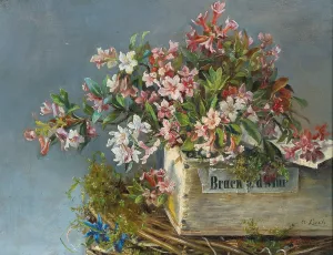 Alpine Roses In A Window Box Oil painting by Andreas Lach