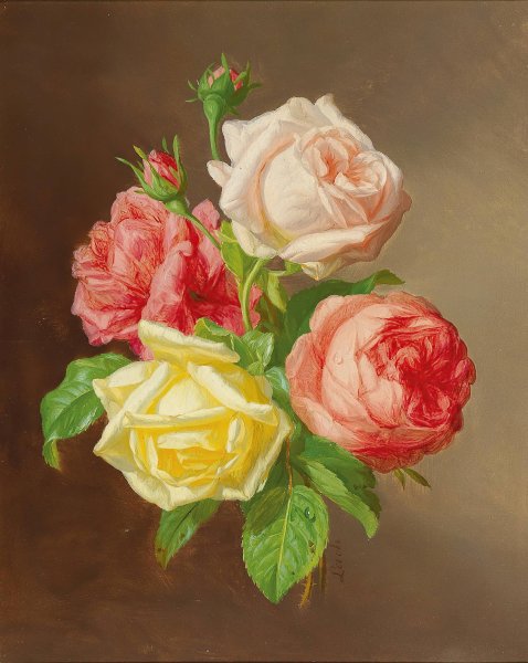 Roses by Andreas Lach - Hand-Painted Oil Painting Reproduction