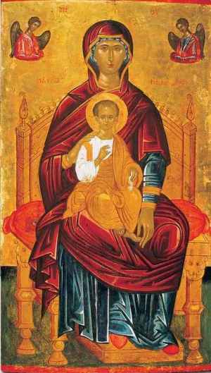 Mother of God Enthroned painting by Andreas Ritzos