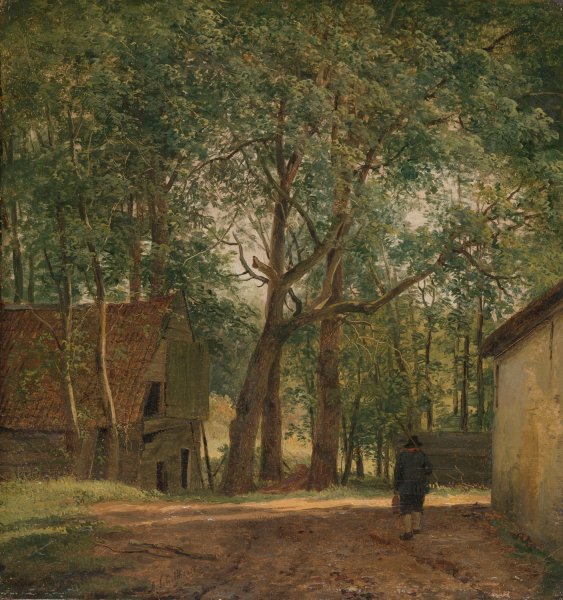 Farmyard  by Andreas Schelfhout - Hand-Painted Oil Painting Reproduction