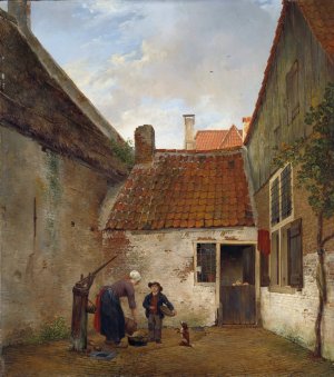 Inner Courtyard by Andreas Schelfhout Oil Painting