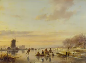 Winter in Holland by Andreas Schelfhout Oil Painting