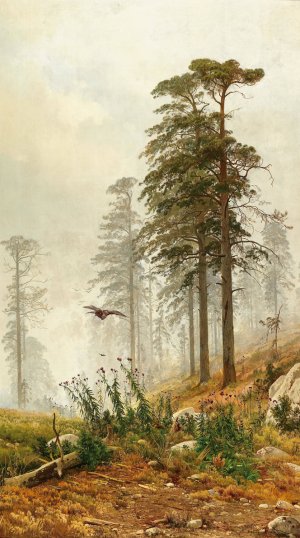 A Misty Morning near Saint Petersburg by Andrei Nikolaevich Shilder Oil Painting
