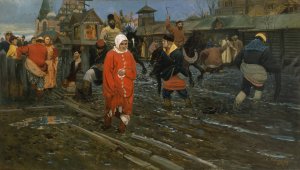 Seventeenth-Century Moscow Street on a Public Holiday by Andrei Ryabushkin Oil Painting