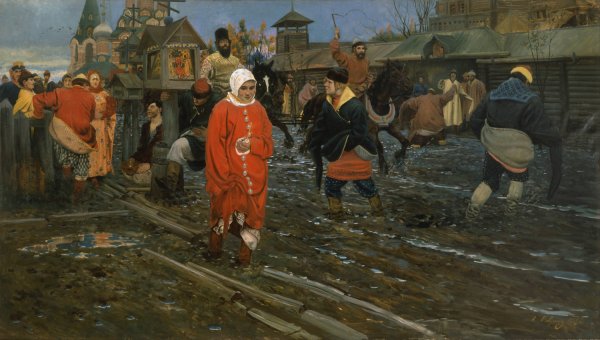 Seventeenth-Century Moscow Street on a Public Holiday by Andrei Ryabushkin - Hand-Painted Oil Painting Reproduction