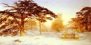 Untrodden Snow, The Terrace, Holland House, Three Miles From Charing Cross - Holland Park Oil painting by Andrew Maccallum