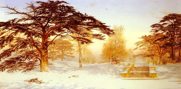Main Product Photo of Untrodden Snow, The Terrace, Holland House, Three Miles From Charing Cross - Holland Park Painting by Andrew Maccallum