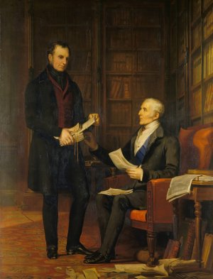 The Duke of Wellington with Colonel Gurwood at Apsley House by Andrew Morton Oil Painting