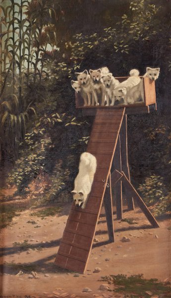 Dog Training  by Andrew Putnam Hill - Hand-Painted Oil Painting Reproduction