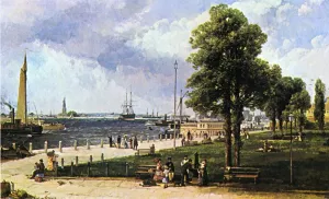 New York Harbor and Battery by Andrew W. Melrose - Oil Painting Reproduction