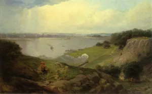 View from New Jersey Looking Towards Downtown New York by Andrew W. Melrose - Oil Painting Reproduction
