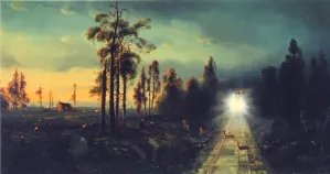Westward the Star of Empire Takes its Way: Near Council Bluffs, Iowa by Andrew W. Melrose - Oil Painting Reproduction