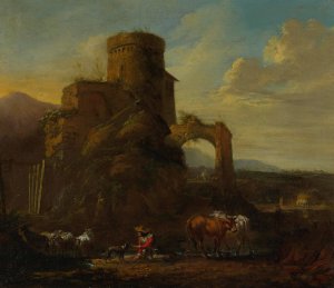 Pastoral Landscape With Ruins by Andries Both Oil Painting