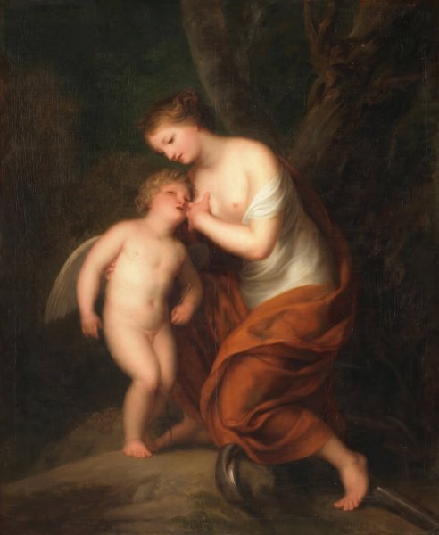 Cupid nurtured by Hope  by Andries Cornelis Lens - Hand-Painted Oil Painting Reproduction