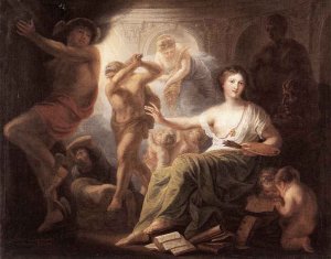 Hercules Protects Painting from Ignorance and Envy Oil painting by Andries Cornelis Lens