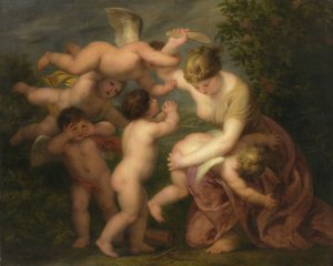 L'education de l'Amour by Andries Cornelis Lens Oil Painting