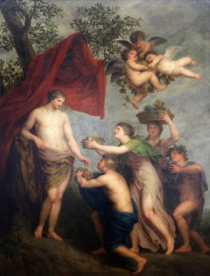Offerta a bacco by Andries Cornelis Lens Oil Painting