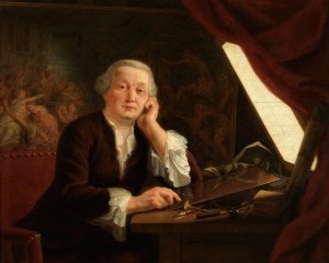 The Engraver Pieter Franciscus Martenasie by Andries Cornelis Lens Oil Painting