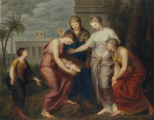 The Finding of Moses by Andries Cornelis Lens Oil Painting