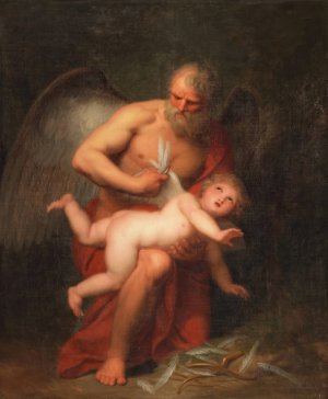 Time Clipping Cupid's Wings by Andries Cornelis Lens Oil Painting