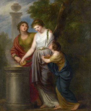 Young Women At A Sacrificial Altar by Andries Cornelis Lens Oil Painting