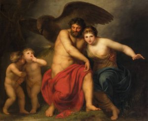 Zeus and Hera on Mount Ida by Andries Cornelis Lens Oil Painting
