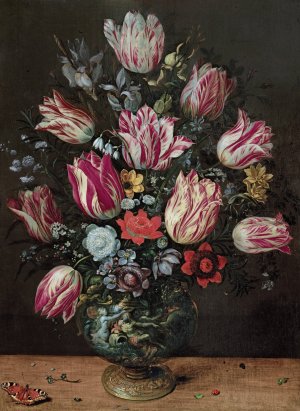 Vase with Tulips by Andries Daniels Oil Painting