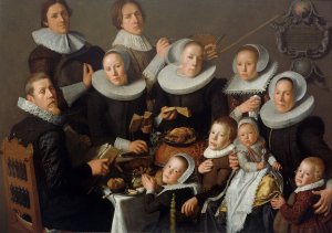 Portrait of the painter Andries van Bochoven and his family by Andries Van Bochoven Oil Painting