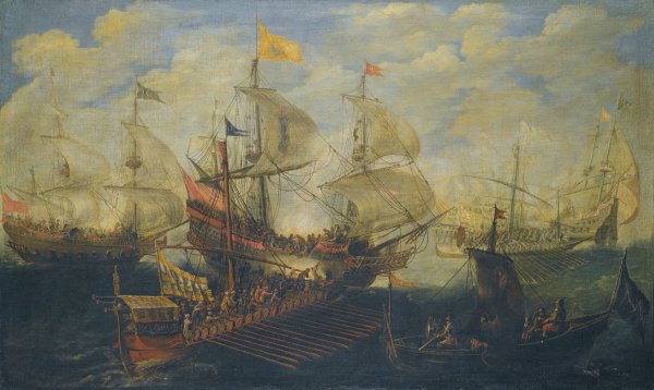 Main Product Photo of A Naval Battle Between Turks And Christians Painting by Andries Van Eertvelt