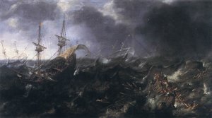 Ships in Peril by Andries Van Eertvelt Oil Painting