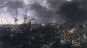 Ships in Peril by Andries Van Eertvelt - Oil Painting Reproduction