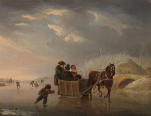 Winter Scene by Andries Vermeulen Oil Painting