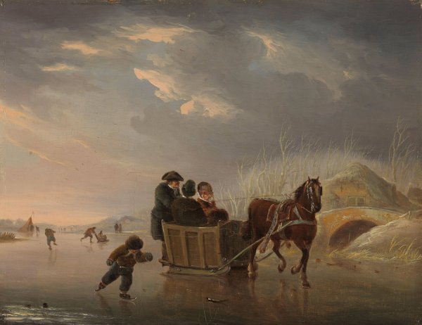 Winter Scene  by Andries Vermeulen - Hand-Painted Oil Painting Reproduction