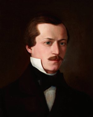 Portrait of Adolf Poller by Andrzej Bronislaw Grabowski Oil Painting