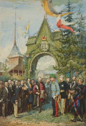 The Emperor Visiting the School of Forestry by Andrzej Bronislaw Grabowski Oil Painting