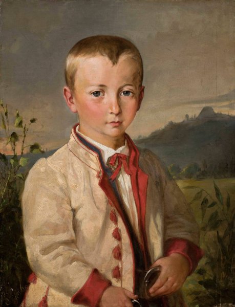 Main Product Photo of Boy against landscape  Painting by Andrzej Grabowski