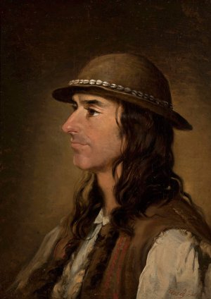 Bust of Michal Walczak-Gasienica, Highlander by Andrzej Grabowski Oil Painting